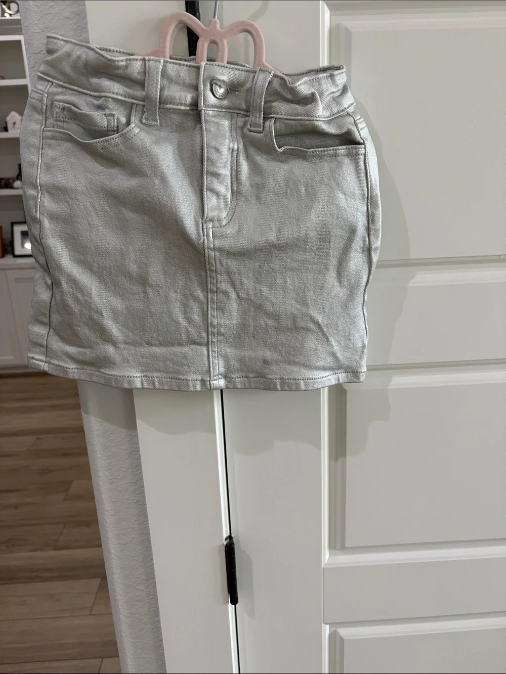 Girl’s FabKids Sz7 Metallic Silver Denim Mini Skirt
